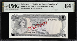 BAHAMAS. Lot of (2). Bahamas Monetary Authority. 5 & 10 Dollars, 1968. P-29CS2 & 30CS2. Collector Series Specimens. PMG Choice Uncirculated 64 EPQ & G...