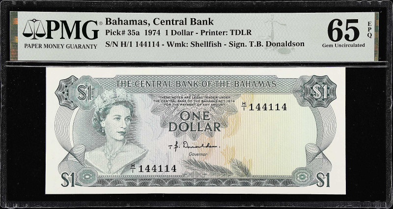 BAHAMAS. Central Bank of the Bahamas. 1 Dollar, 1974. P-35a. PMG Gem Uncirculate...
