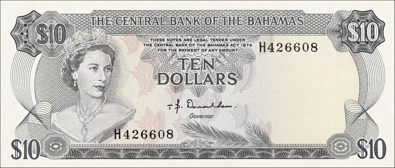 BAHAMAS. Central Bank of the Bahamas. 10 Dollars, 1974. P-38a. Extremely Fine.
...