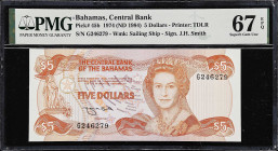 BAHAMAS. Central Bank of the Bahamas. 5 Dollars, 1974 (ND 1984). P-45b. PMG Superb Gem Uncirculated 67 EPQ.

Estimate: $100.00- $150.00