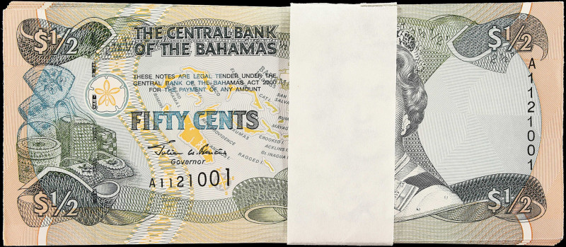 BAHAMAS. Central Bank of the Bahamas. 1/2 Dollar, 2001. P-68. Pack of (100). Cho...