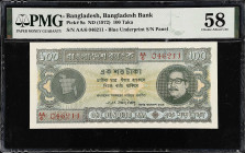 BANGLADESH. Bangladesh Bank. 100 Taka, ND (1972). P-9a. PMG Choice About Uncirculated 58.
PMG comments "Staple Holes at Issue".

Estimate: $200.00-...