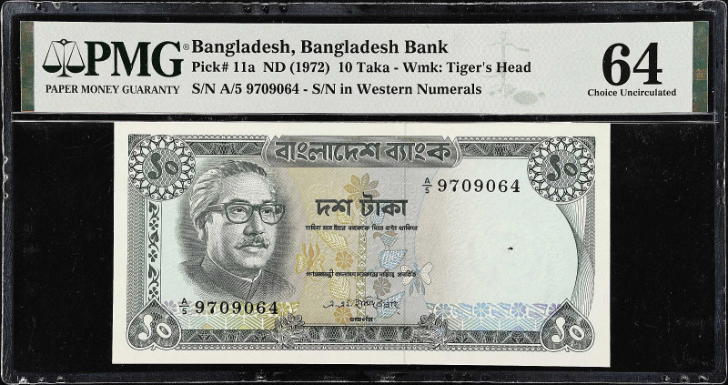 BANGLADESH. Bangladesh Bank. 10 Taka, ND (1972). P-11a. PMG Choice Uncirculated ...