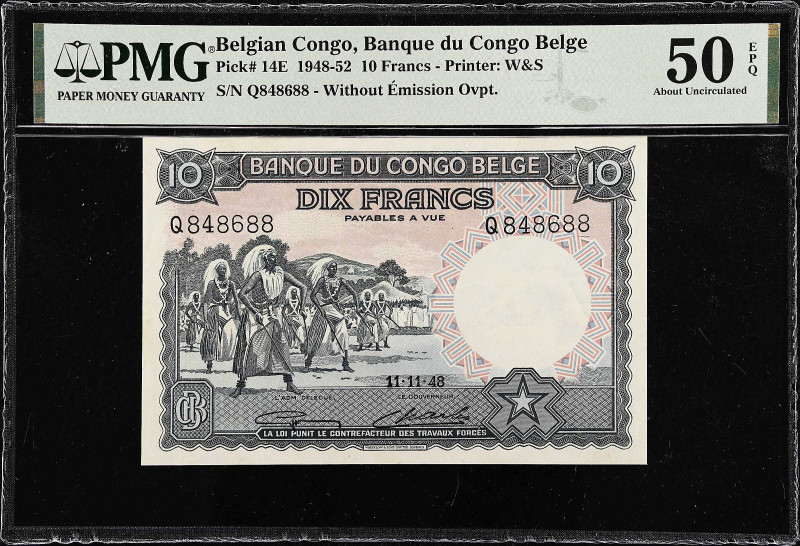 BELGIAN CONGO. Banque du Congo Belge. 10 Francs, 1948. P-14E. PMG About Uncircul...