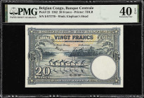 BELGIAN CONGO. Banque Centrale du Congo Belge et du Ruanda-Urundi. 20 Francs, 1952. P-23. PMG Extremely Fine 40 EPQ.
From the Prosperity Collection....