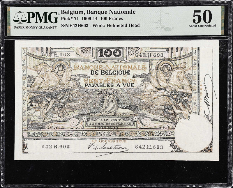 BELGIUM. Banque Nationale de Belgique. 100 Francs, 1914. P-71. PMG About Uncircu...