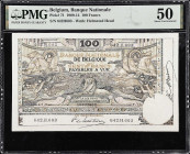 BELGIUM. Banque Nationale de Belgique. 100 Francs, 1914. P-71. PMG About Uncirculated 50.
PMG comments "Staple Holes".

Estimate: $100.00- $150.00