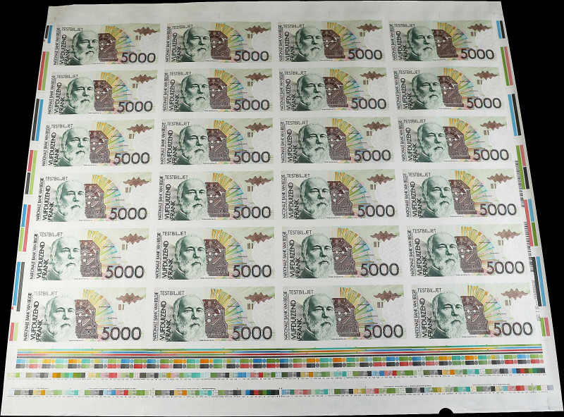 BELGIUM. National Bank Van Belgie. 5000 Francs, 1992. P-Unlisted. Test Notes. Un...