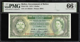 BELIZE. Government of Belize. 1 Dollar, 1976. P-33c. PMG Gem Uncirculated 66 EPQ.
From the Prosperity Collection.

Estimate: $125.00- $250.00