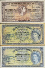 BERMUDA. Lot of (3). Bermuda Government. 1 Pound & 5 Shillings, 1957 & 1966. P-18b, 20b, & 20d. Fine to Extremely Fine.
Annotation. Staining. Other d...