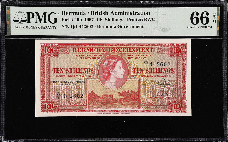 BERMUDA. Bermuda Government. 10 Shillings, 1957. P-19b. PMG Gem Uncirculated 66 ...
