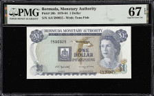 BERMUDA. Bermuda Monetary Authority. 1 Dollar, 1982. P-28b. PMG Superb Gem Uncirculated 67 EPQ.

Estimate: $90.00- $150.00
