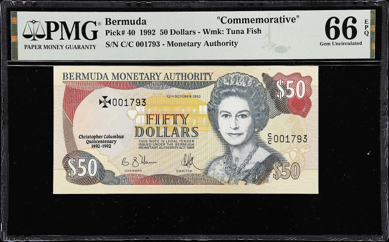 BERMUDA. Bermuda Monetary Authority. 50 Dollars, 1992. P-40. Commemorative. PMG ...