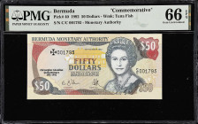 BERMUDA. Bermuda Monetary Authority. 50 Dollars, 1992. P-40. Commemorative. PMG Gem Uncirculated 66 EPQ.

Estimate: $100.00- $200.00