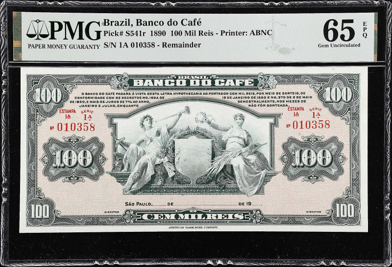 BRAZIL. Lot of (4). Mixed Banks. 20 Cruzeiros, 10, 20, & 100 Mil Reis, 1890 & ND...