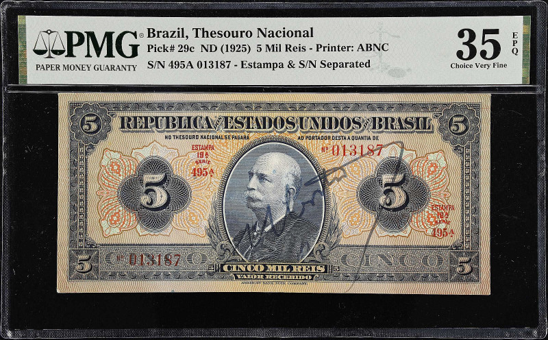 BRAZIL. Lot of (4). Thesouro Nacional. 5, 10 & 20 Mil Reis, ND (1925 & 1931). P-...
