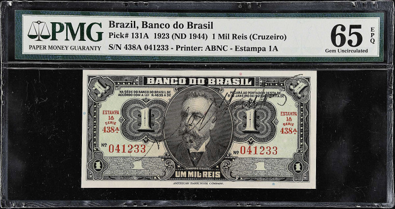 BRAZIL. Lot of (2). Banco do Brasil & Thesouro Nacional. 1 & 10 Mil Reis, ND (19...