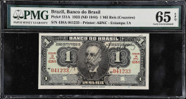 BRAZIL. Lot of (2). Banco do Brasil & Thesouro Nacional. 1 & 10 Mil Reis, ND (1925) & 1923 (ND 1944). P-39c & 131A. PMG Choice Very Fine 35 & Gem Unci...