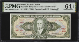 BRAZIL. Lot of (4). Mixed Banks. Mixed Denominations, ND (1961-67). P-167a, 168a & 183b. PMG Choice Uncirculated 64 & Gem Uncirculated 66 EPQ.

Esti...