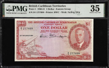 BRITISH CARIBBEAN TERRITORIES. British Caribbean Territories Eastern Group. 1 Dollar, 1950. P-1. PMG Choice Very Fine 35.
From the Prosperity Collect...
