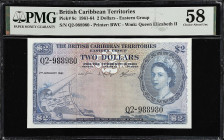 BRITISH CARIBBEAN TERRITORIES. British Caribbean Territories Eastern Group. 2 Dollars, 1961. P-8c. PMG Choice About Uncirculated 58.
From the Prosper...