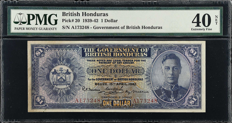 BRITISH HONDURAS. Government of British Honduras. 1 Dollar, 1942. P-20. PMG Extr...
