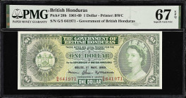 BRITISH HONDURAS. Government of British Honduras. 1 Dollar, 1969. P-28b. PMG Superb Gem Uncirculated 67 EPQ.
From the Prosperity Collection.

Estim...