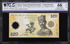 BRUNEI. Negara Brunei Darussalam. 20 Ringgit, 2007. P-34b. Commemorative. PCGS GSG Gem Uncirculated 66 OPQ.

Estimate: $75.00- $125.00