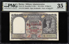 BURMA. Military Administration of Burma. 10 Rupees, ND (1945). P-28. PMG Choice Very Fine 35.

Estimate: $100.00- $150.00