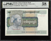 BURMA. Union of Burma Bank. 100 Kyats, ND (1976). P-61. PMG Choice About Uncirculated 58.

Estimate: $75.00- $100.00