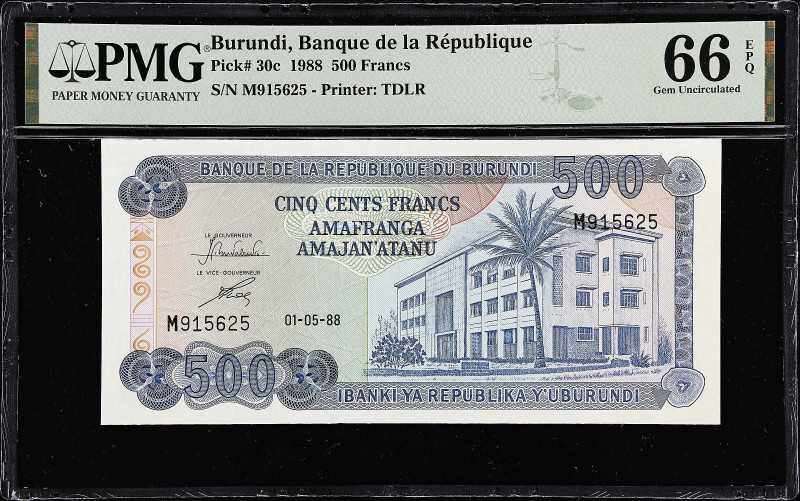 BURUNDI. Lot of (2). Banque de la Republique. 500 & 1000 Francs, 1988-2000. P-30...