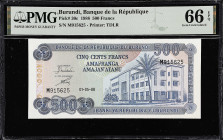BURUNDI. Lot of (2). Banque de la Republique. 500 & 1000 Francs, 1988-2000. P-30c & 39c. PMG Gem Uncirculated 65 EPQ & Gem Uncirculated 66 EPQ.

Est...