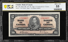 CANADA. Bank of Canada. 2 Dollars, 1937. BC-22b. PCGS Banknote About Uncirculated 55.
Printed by BABNC. Signature combination of D. Gordon and G.F. T...
