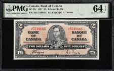 CANADA. Bank of Canada. 2 Dollars, 1937. BC-22c. PMG Choice Uncirculated 64 EPQ.
From the Prosperity Collection.

Estimate: $150.00- $250.00