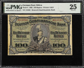 GERMAN EAST AFRICA. Deutsch-Ostafrikanische Bank. 100 Rupien, 1905. P-4. PMG Very Fine 25.
A type which is needed by any collector of Imperial German...