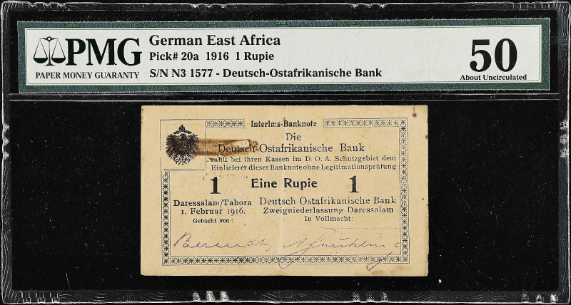 GERMAN EAST AFRICA. Lot of (7). Deutsch-Ostafrikanische Bank. 1 & 5 Rupien, 1915...