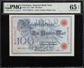 GERMANY. Lot of (2). Reichsbank. 100 Mark, 1908. P-33a. Consecutive. PMG Gem Uncirculated 65 EPQ.

Estimate: $150.00- $200.00