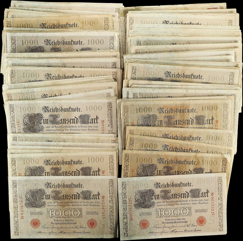 GERMANY. Lot of (212). Reichsbank. 1000 Mark, 1910. P-44. Very Good to About Unc...
