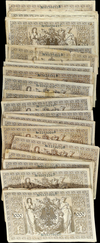 GERMANY. Lot of (57). Reichsbank. 1000 Mark, 1910. P-45b. Good to Very Fine.
Da...