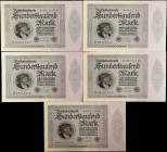 GERMANY. Lot of (5). Reichsbank. 100,000 Mark, 1923. P-83. Consecutive. Choice Uncirculated to Uncirculated.
Consecutive. SOLD AS IS/NO RETURNS. 
Fr...