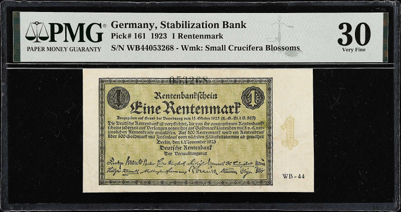 GERMANY. Lot of (2). Stabilization Bank. 1 & 2 Rentenmark, 1923-37. P-161 & 174b...