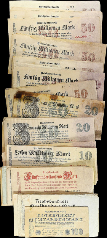 GERMANY. Lot of (52). Reichsbank. Mixed Denominations, 1922-23. P-Various. Very ...