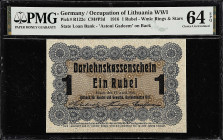 GERMANY. Lot of (3). Ostbank fur Handel und Gewerbe. 1 Rubel, 1 & 5 Mark, 1916 & 1918. P-R122c, R128. & R130. PMG Choice About Uncirculated 58 to Choi...
