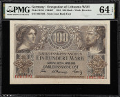 GERMANY. Lot of (3). Darlehnskassenschein. 20 Kopeken, 100 & 1,000 Mark, 1916 & 1918. P-R133, R134b & R120. Occupation of Lithuania WWI. PMG About Unc...