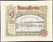 GERMANY. Baustein Der Stadt Osterwieck A Harz. 20 Marks, 1922. P-Unlisted. Notgeld. Extremely Fine.
Printed on cloth material.

Estimate: $75.00- $...