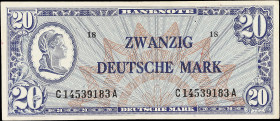 GERMANY, FEDERAL REPUBLIC. U.S. Army Command. 20 Deutsche Mark, ND (1948). P-9a. Very Fine.
Pinholes.

Estimate: $100.00- $200.00
