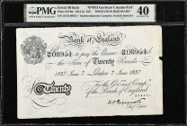 GREAT BRITAIN. Bank of England. 20 Pounds, 1937. P-337Ba. WWII German Counterfeit. PMG Extremely Fine 40.
PMG comments "Paper Maker's Notch, Stains"....