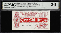 GREAT BRITAIN. Lords Commissioners of His Majesty's Treasury. 10 Shillings, ND (1914). P-346. PMG Very Fine 30.
PMG comments "Pinholes".

Estimate:...