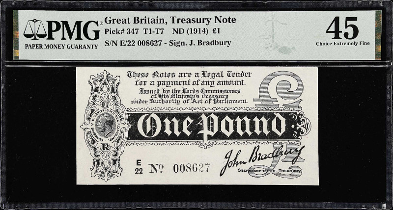 GREAT BRITAIN. Lords Commissioners of His Majesty's Treasury. 1 Pound, ND (1914)...