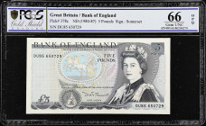 GREAT BRITAIN. Lot of (2). Bank of England. 5 & 10 Pounds, ND (1980-87). P-378c & 379b. PCGS GSG Gem Uncirculated 66 OPQ & Superb Gem Uncirculated 68 ...